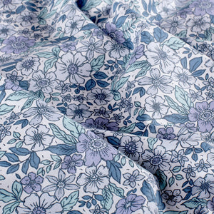 Cotton Poplin Printed Flowers Cobalt
