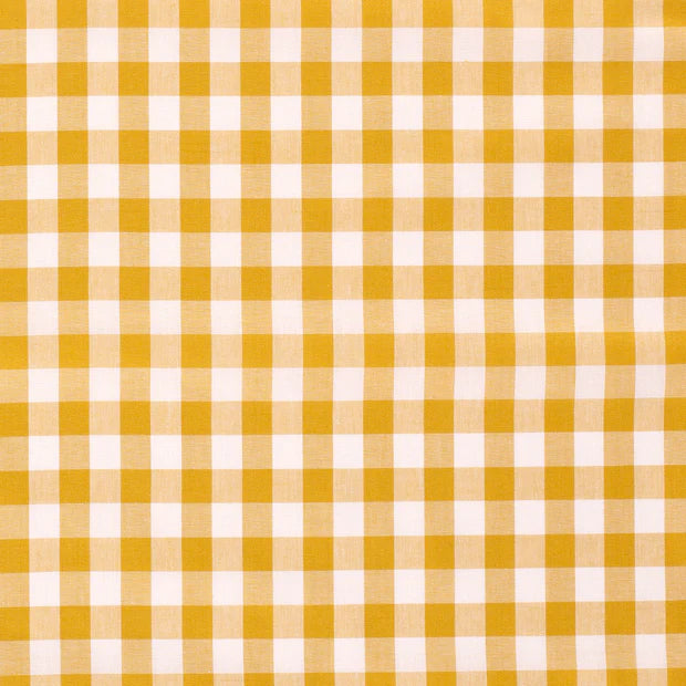 Cotton Poplin Gingham Ochre 10 mm
