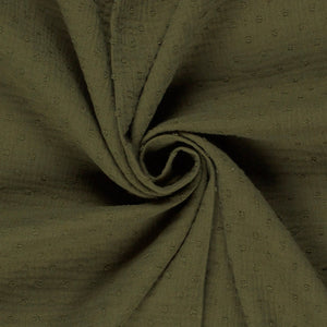 Double Gauze Dobby Dots Khaki Green