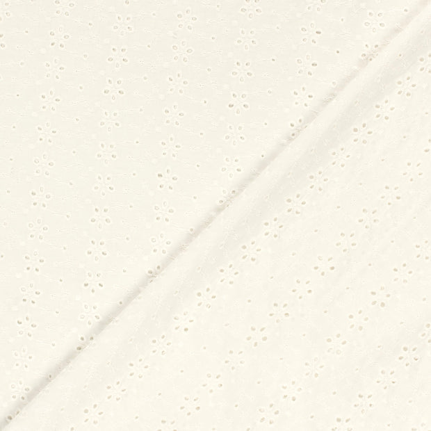 Cotton Poplin Embroidered Flowers Off White