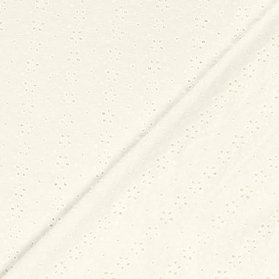 Cotton Poplin Embroidered Flowers Off White