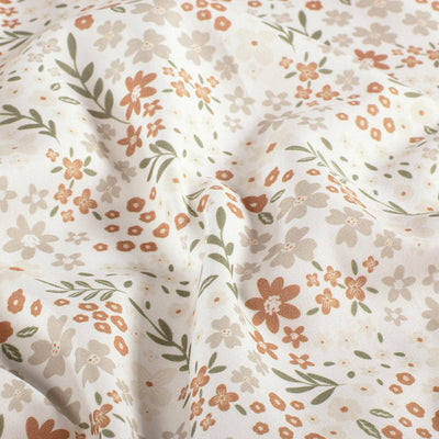 Cotton Poplin Printed Flowers Off White