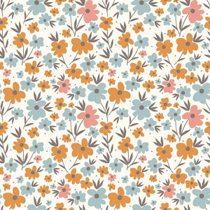 Cotton Poplin Printed Flowers Off White