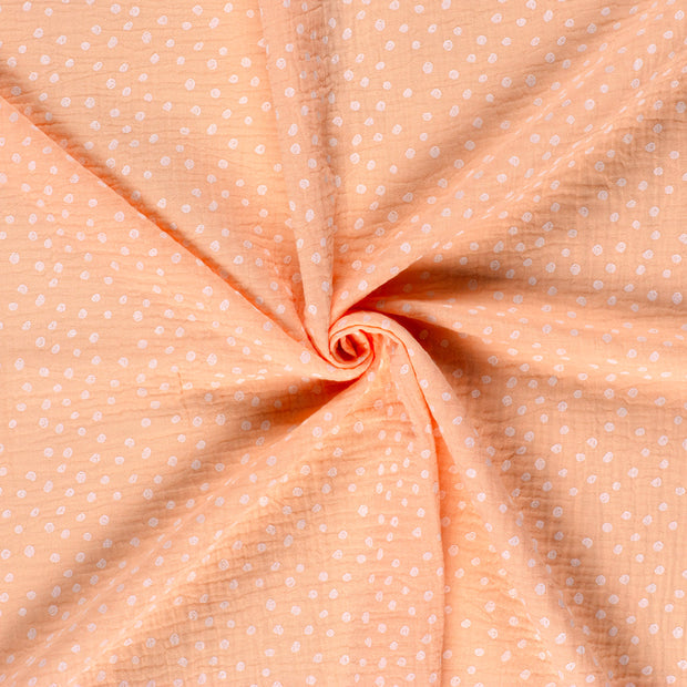 Double Gauze Printed Dots Salmon