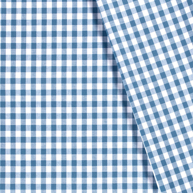 Cotton Poplin Gingham Indigo 5 mm