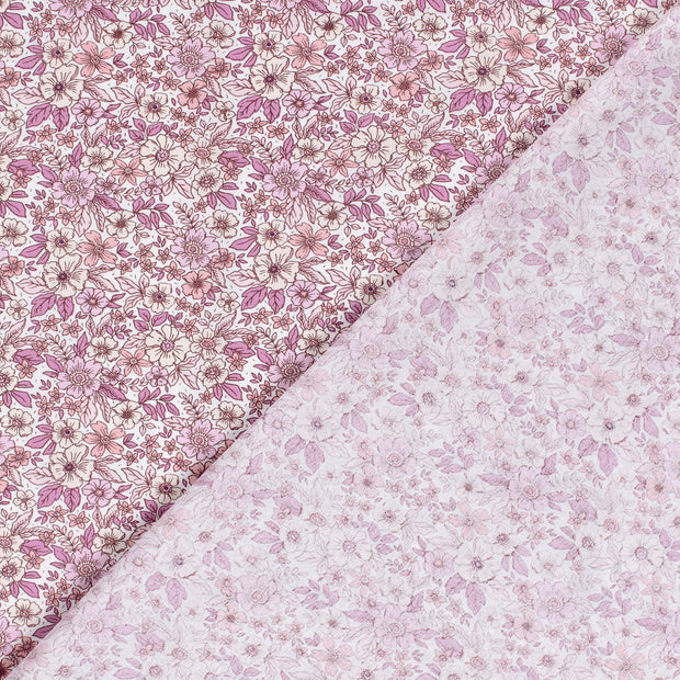 Cotton Poplin Printed Flowers Pink