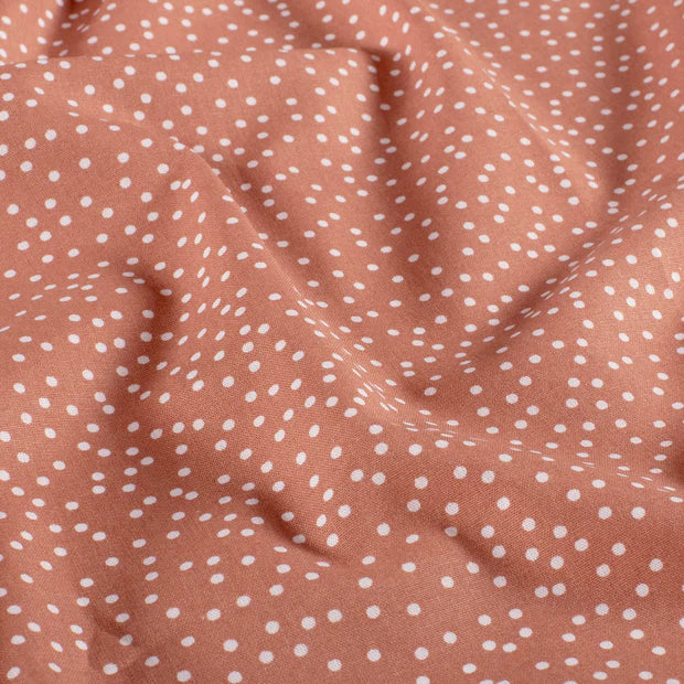 Cotton Poplin Printed Dots Brique