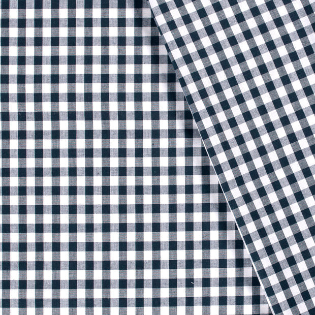 Cotton Poplin Gingham Navy 5 mm