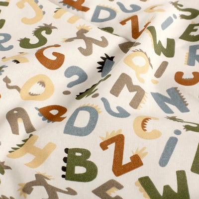 Cotton Poplin Printed Letters Off White