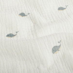 Double Gauze Printed Whales Off White