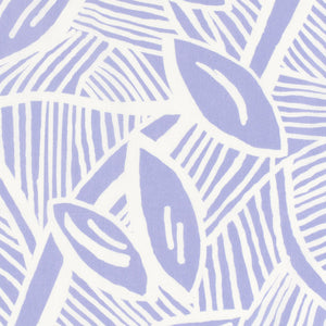 Cotton Satin Printed Leaves Lila