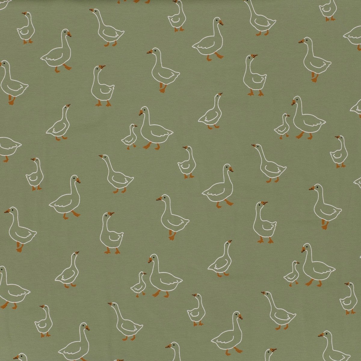 Cotton Jersey Printed Animals Olive Green - Lametru.ro