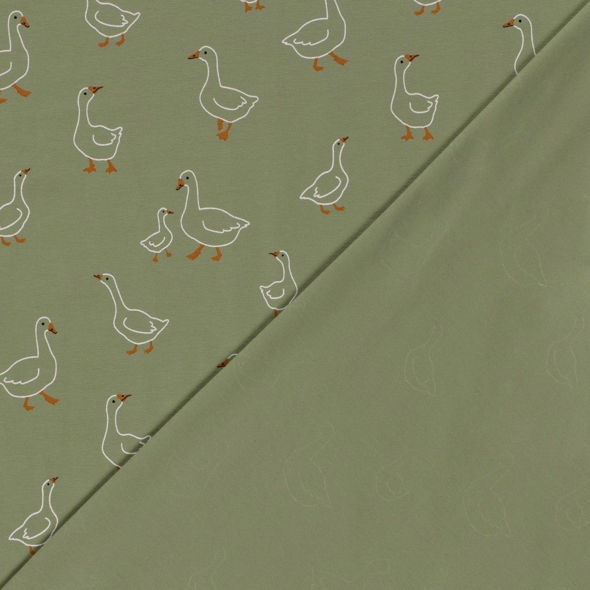 Cotton Jersey Printed Animals Olive Green - Lametru.ro