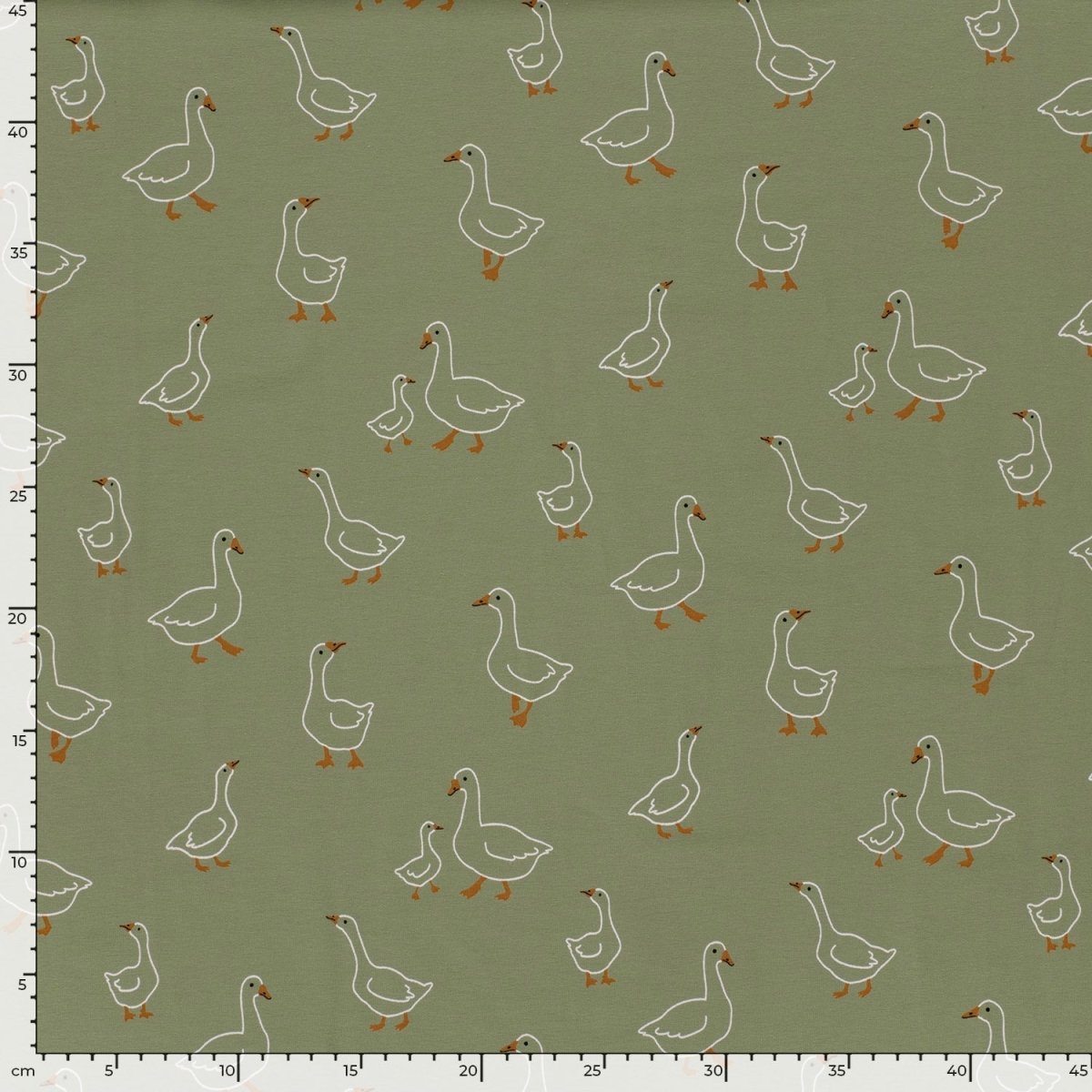 Cotton Jersey Printed Animals Olive Green - Lametru.ro