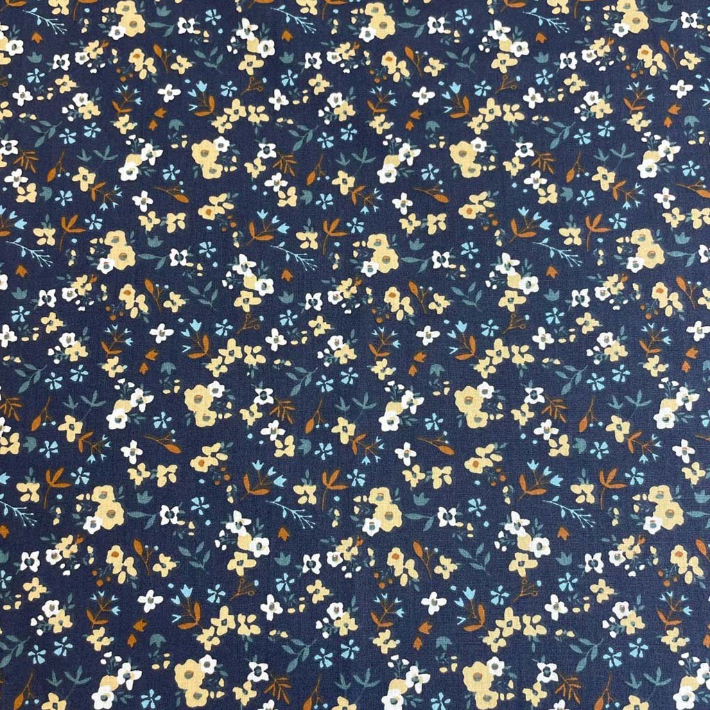 Cotton Jersey Printed Elona Navy / Caramel - Lametru.ro