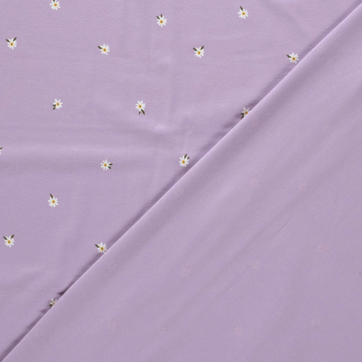 Cotton Jersey Printed Flowers Lila - Lametru.ro