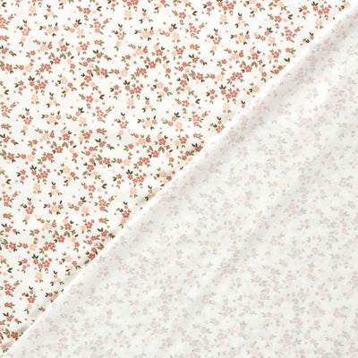 Cotton Jersey Printed Flowers Off White - Lametru.ro