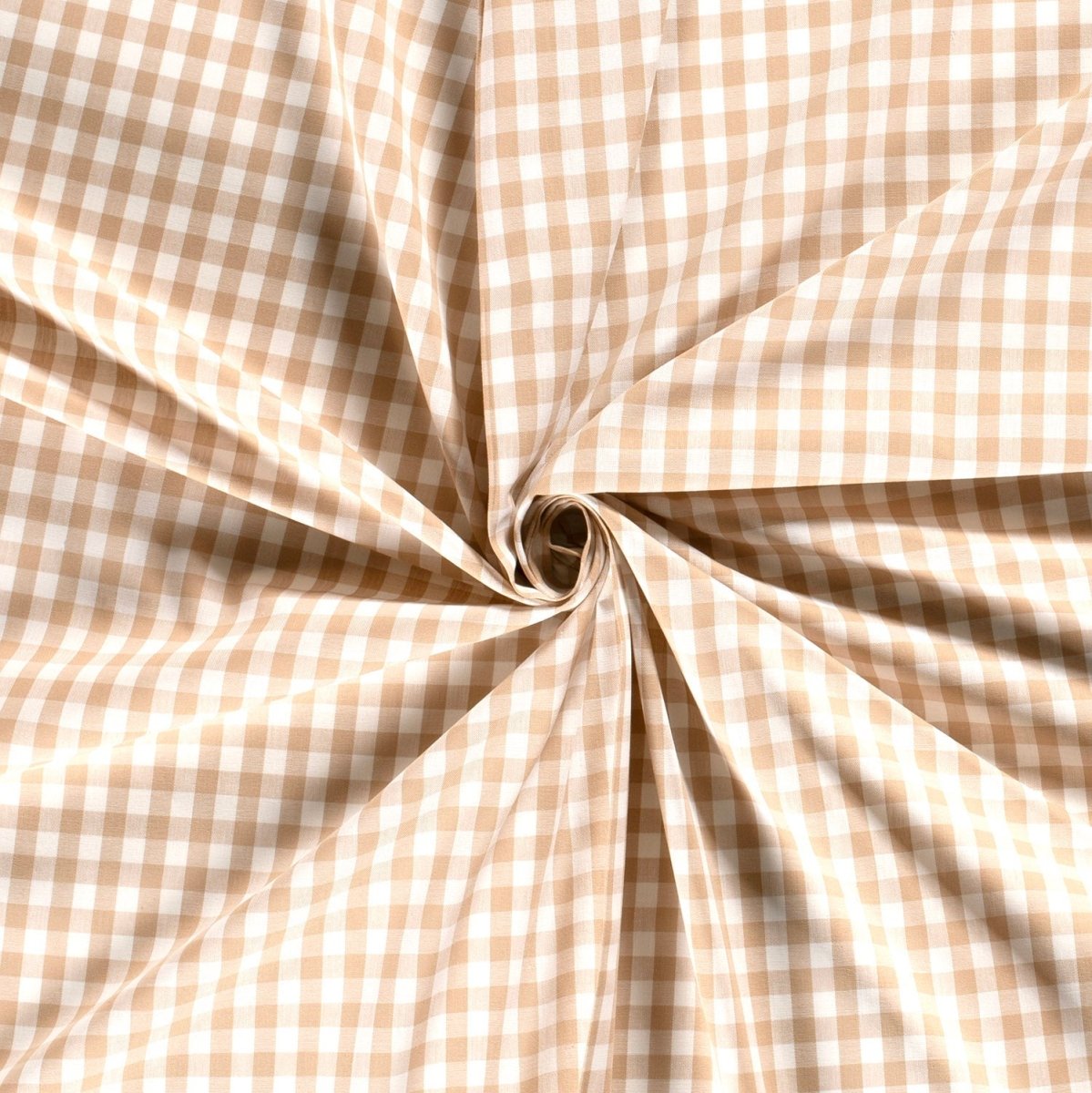 Cotton Poplin Gingham Camel 10 mm - Lametru.ro