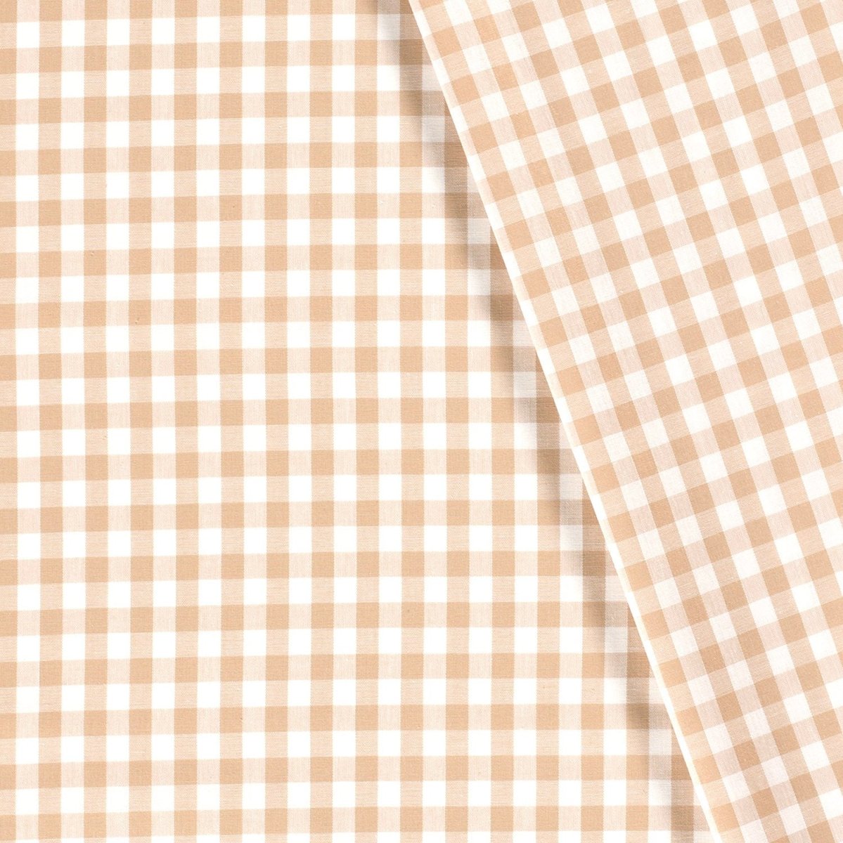 Cotton Poplin Gingham Camel 10 mm - Lametru.ro
