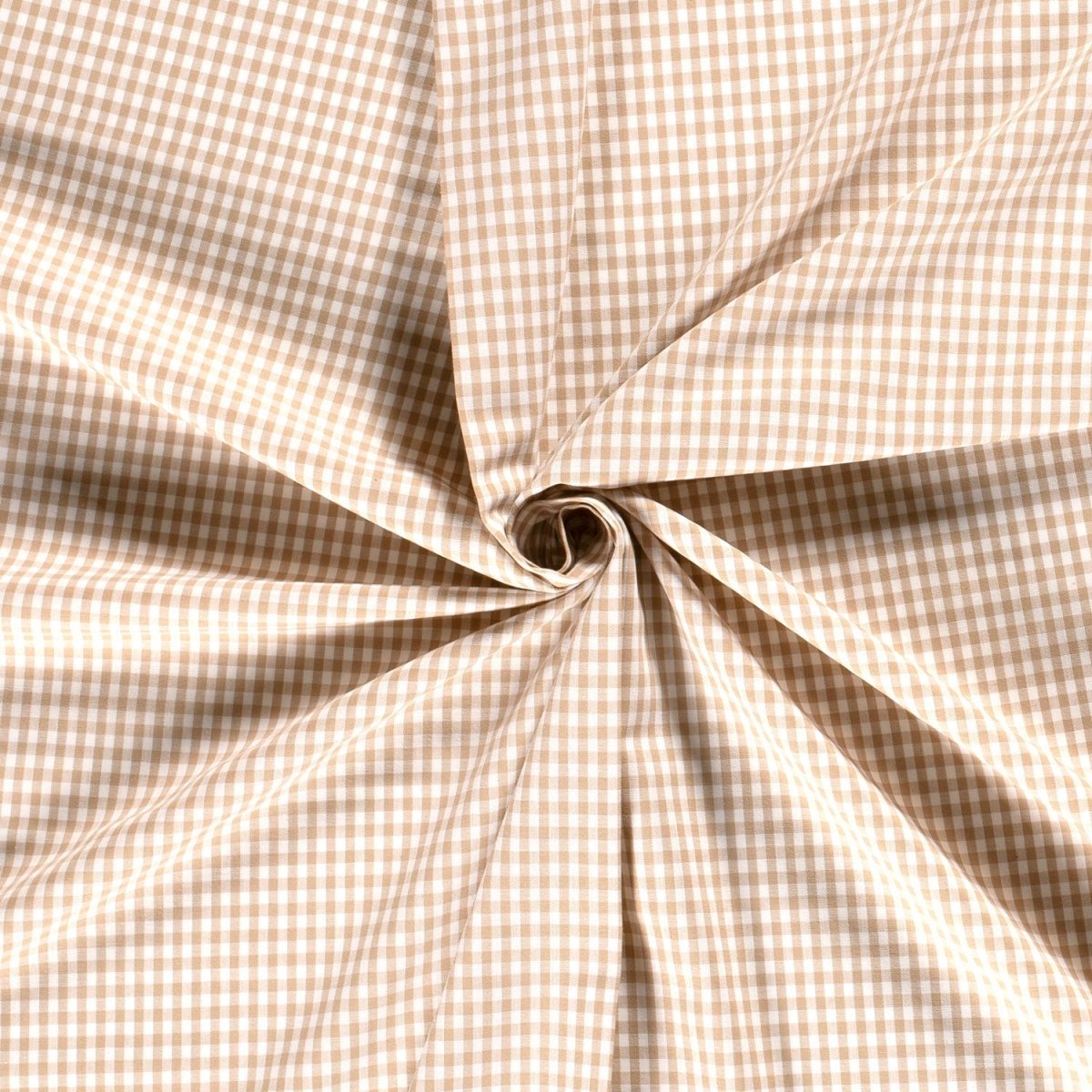Cotton Poplin Gingham Camel 5 mm - Lametru.ro