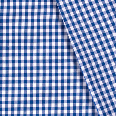 Cotton Poplin Gingham Cobalt 10 mm - Lametru.ro