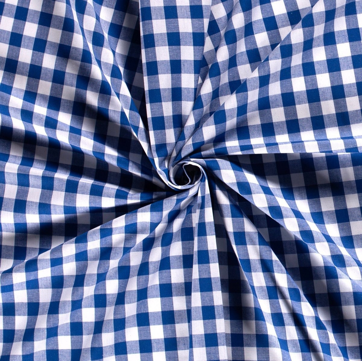 Cotton Poplin Gingham Cobalt 20 mm - Lametru.ro