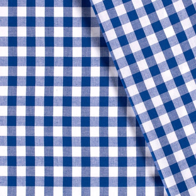 Cotton Poplin Gingham Cobalt 20 mm - Lametru.ro