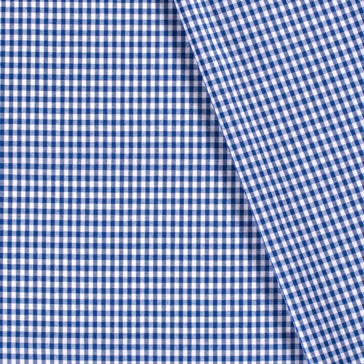 Cotton Poplin Gingham Cobalt 5 mm - Lametru.ro