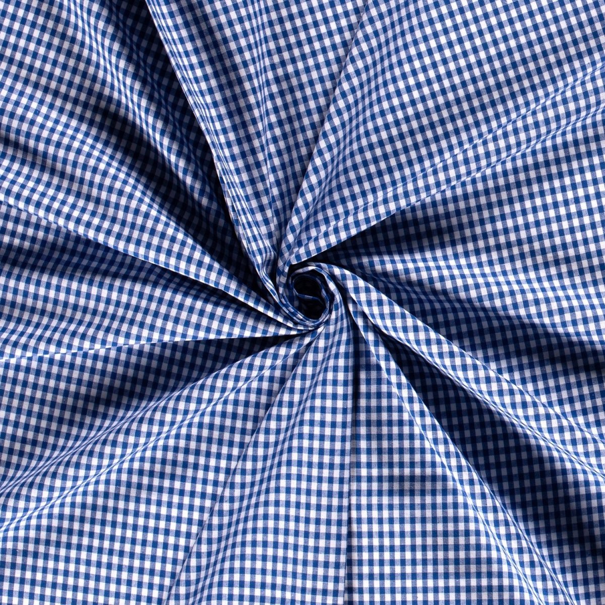 Cotton Poplin Gingham Cobalt 5 mm - Lametru.ro
