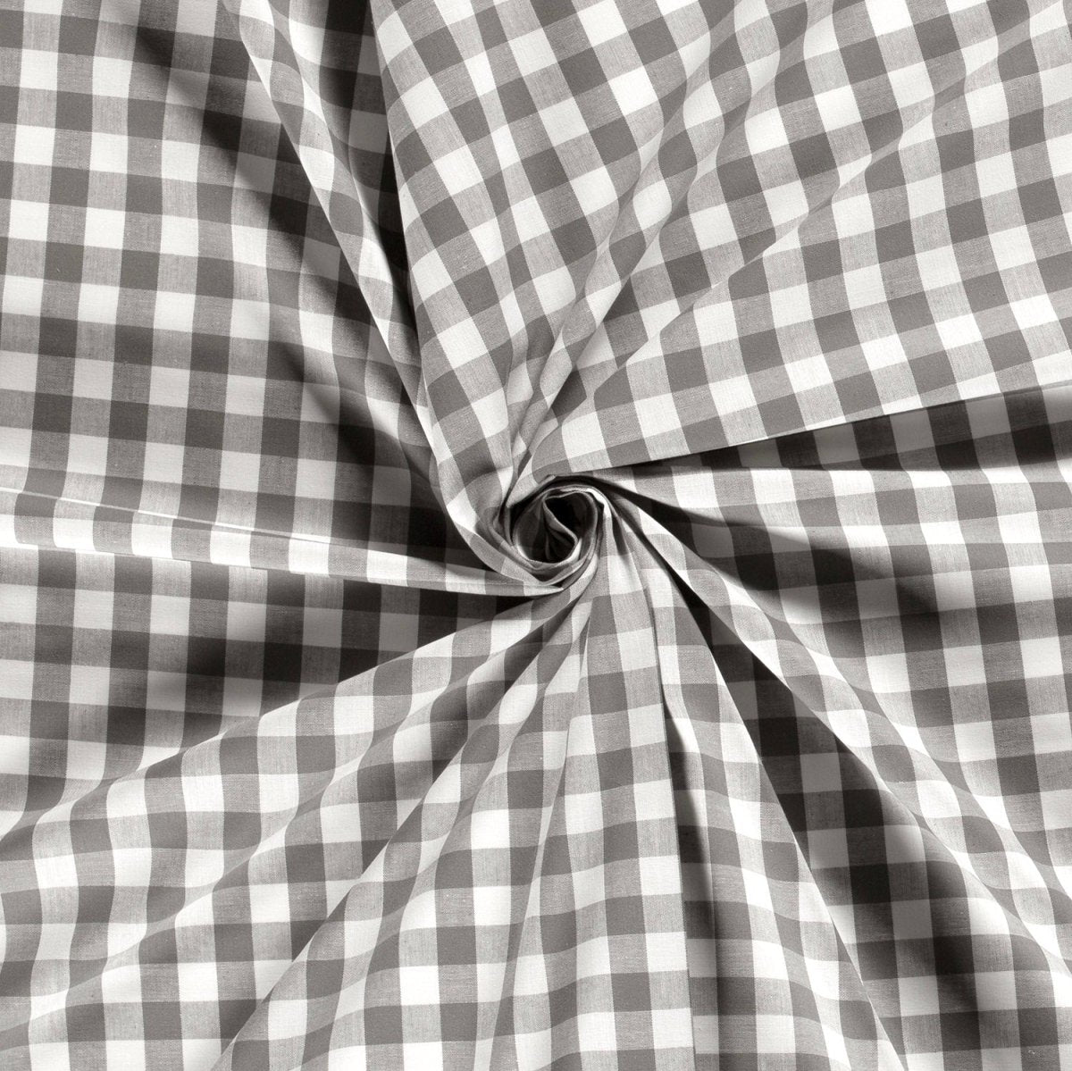 Cotton Poplin Gingham Dark Grey 20 mm - Lametru.ro