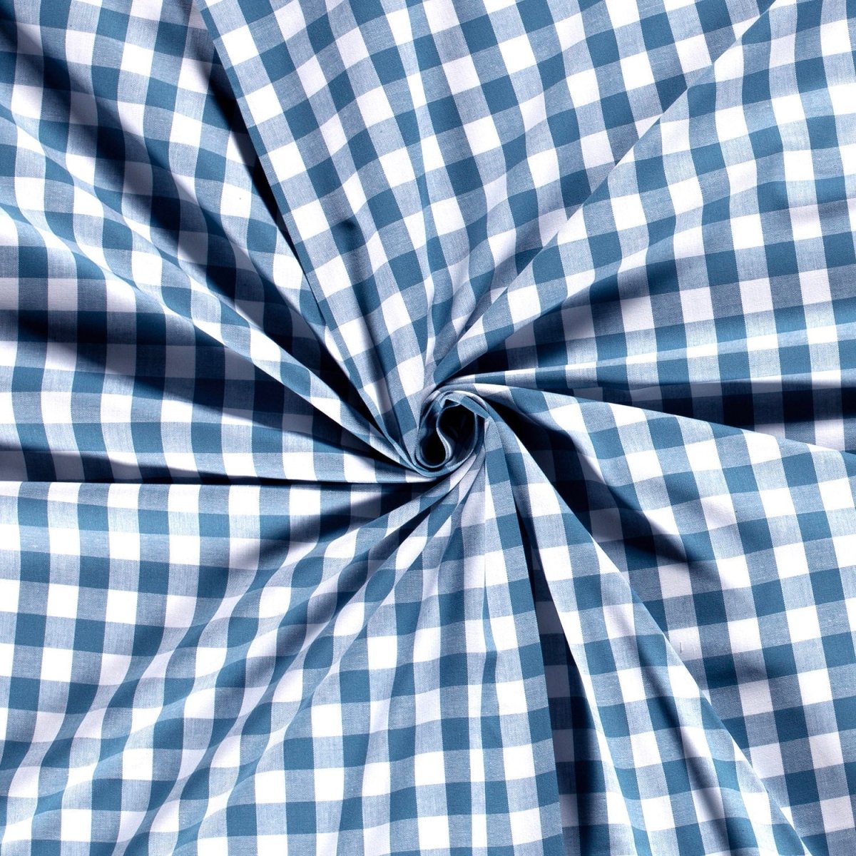 Cotton Poplin Gingham Indigo 20 mm - Lametru.ro
