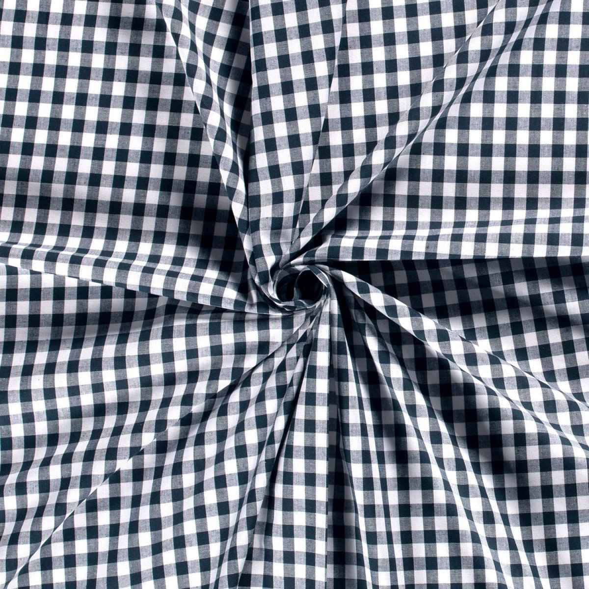 Cotton Poplin Gingham Navy 10 mm - Lametru.ro