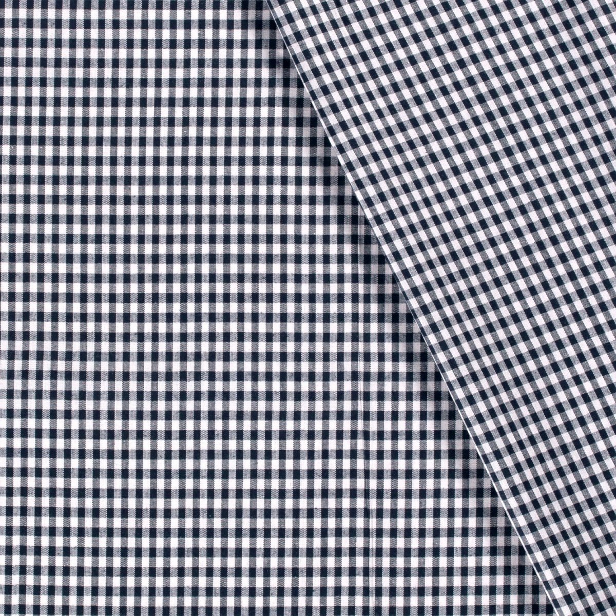Cotton Poplin Gingham Navy 5 mm - Lametru.ro