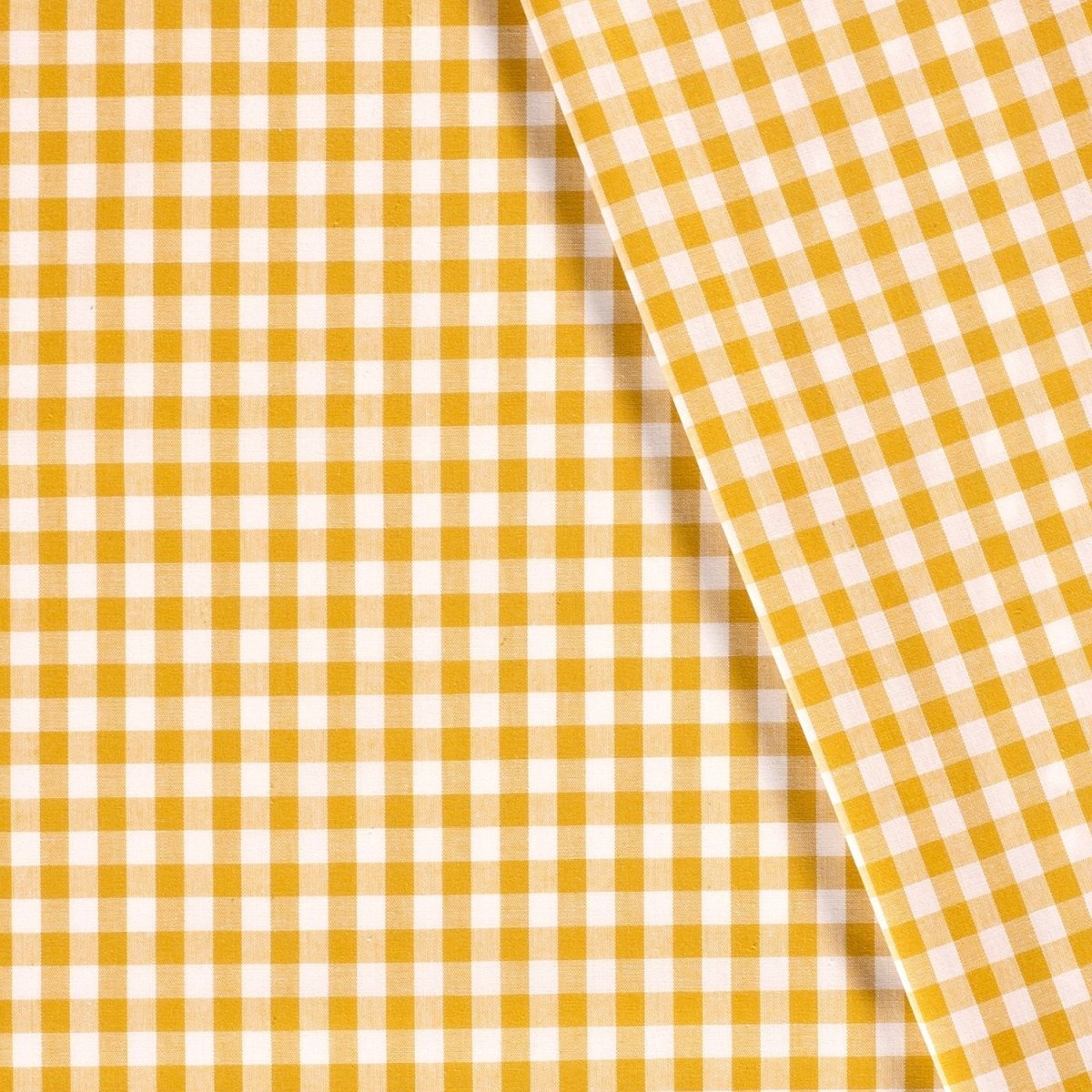 Cotton Poplin Gingham Ochre 10 mm - Lametru.ro