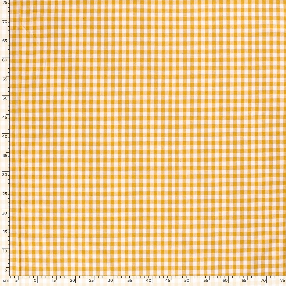 Cotton Poplin Gingham Ochre 10 mm - Lametru.ro