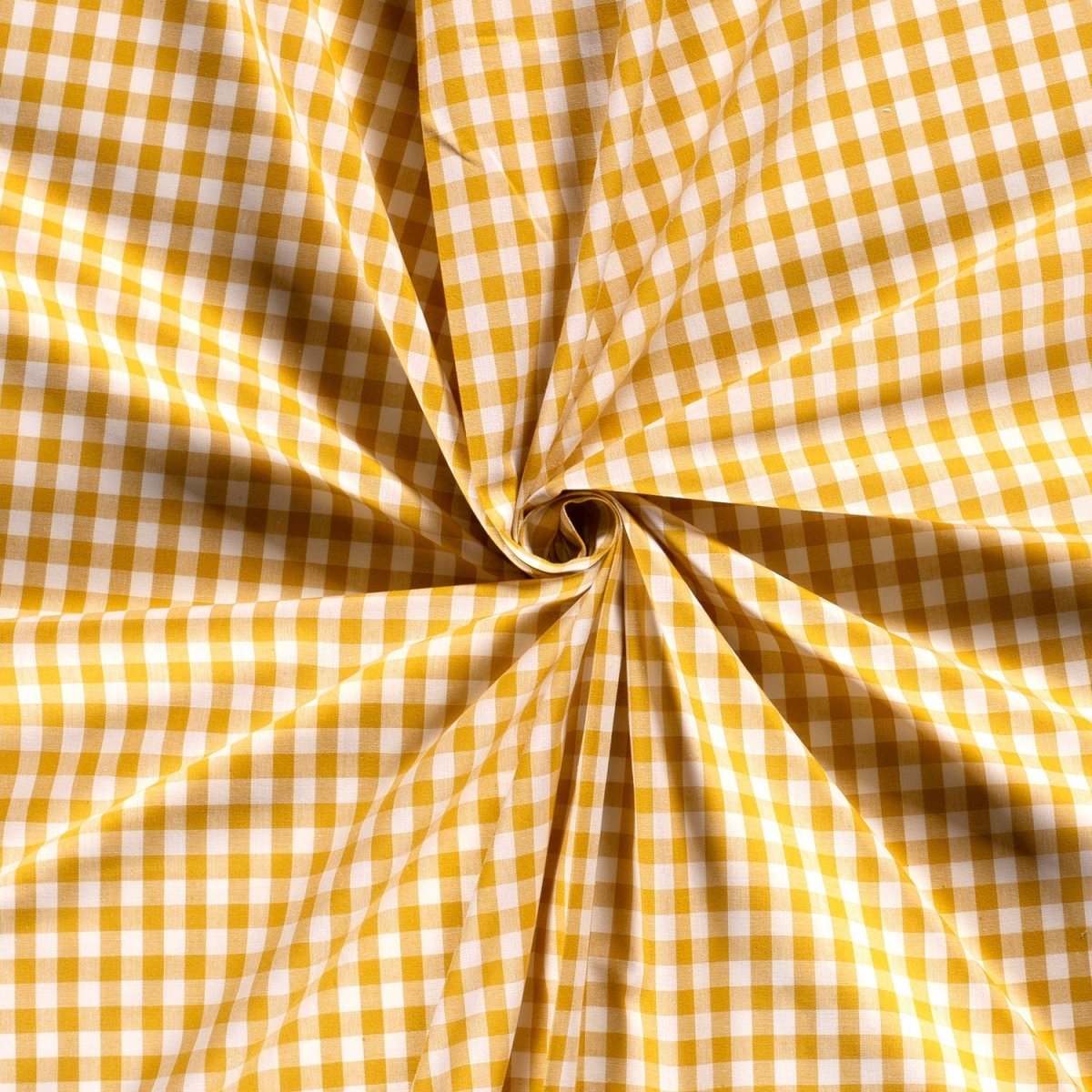 Cotton Poplin Gingham Ochre 10 mm - Lametru.ro