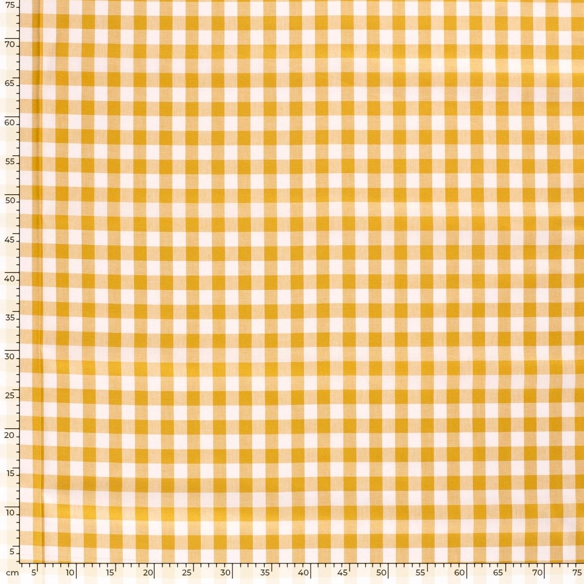 Cotton Poplin Gingham Ochre 20 mm - Lametru.ro