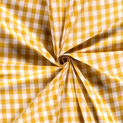 Cotton Poplin Gingham Ochre 20 mm - Lametru.ro