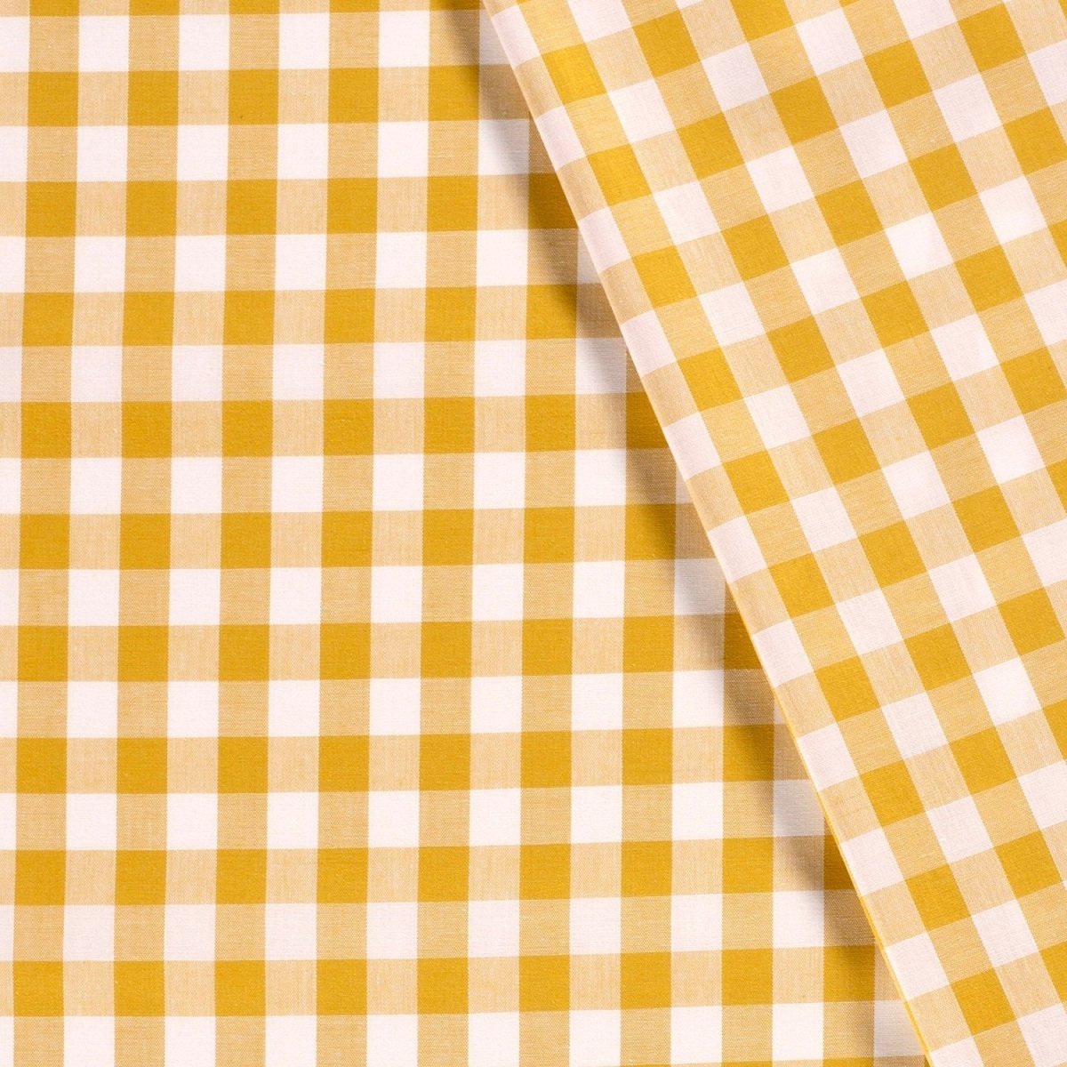 Cotton Poplin Gingham Ochre 20 mm - Lametru.ro