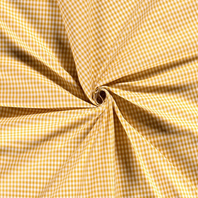 Cotton Poplin Gingham Ochre 5 mm - Lametru.ro
