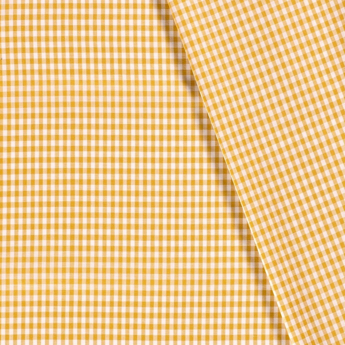Cotton Poplin Gingham Ochre 5 mm - Lametru.ro