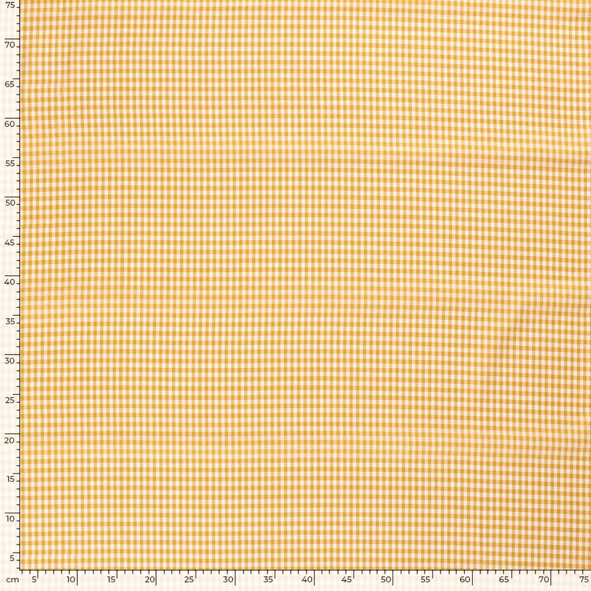 Cotton Poplin Gingham Ochre 5 mm - Lametru.ro