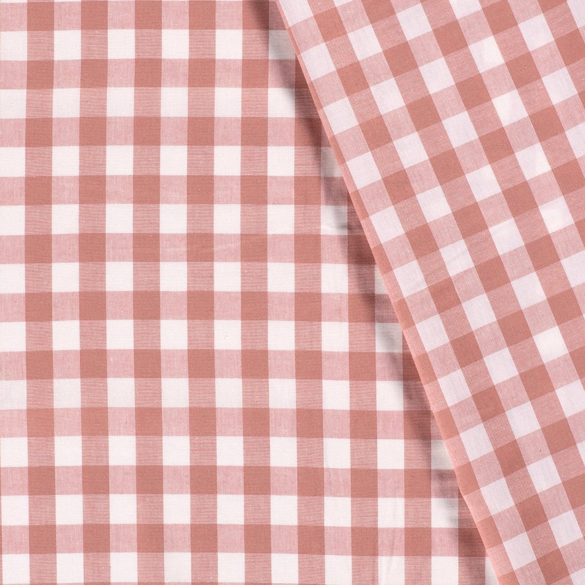 Cotton Poplin Gingham Old Pink 20 mm - Lametru.ro