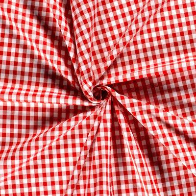 Cotton Poplin Gingham Red 10 mm - Lametru.ro