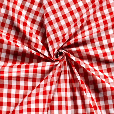 Cotton Poplin Gingham Red 20 mm - Lametru.ro