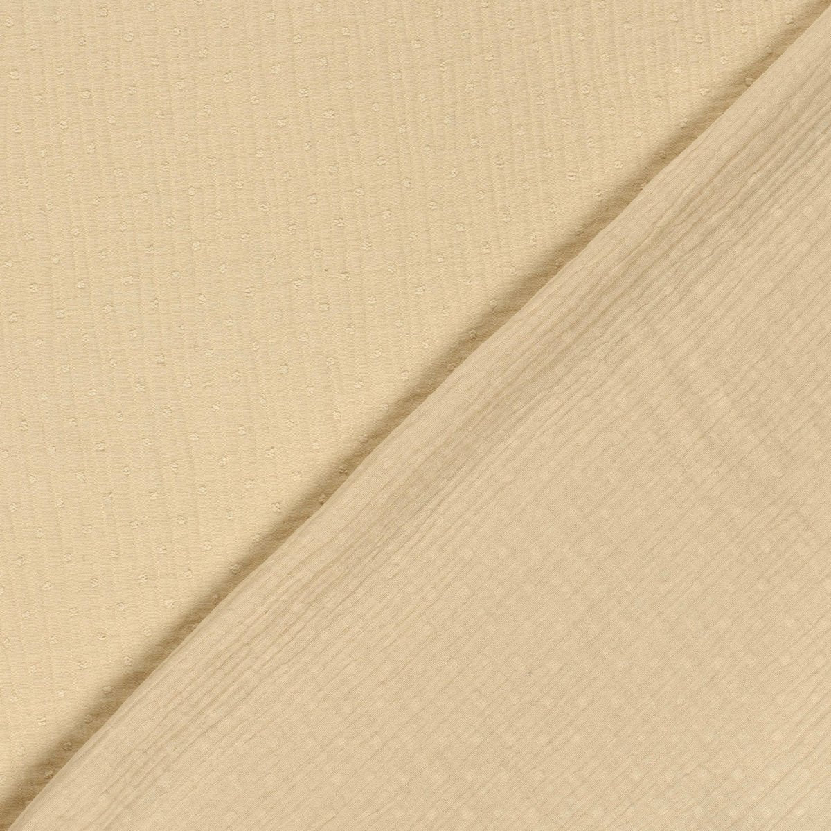 Double Gauze Dobby Dots Beige - Lametru.ro