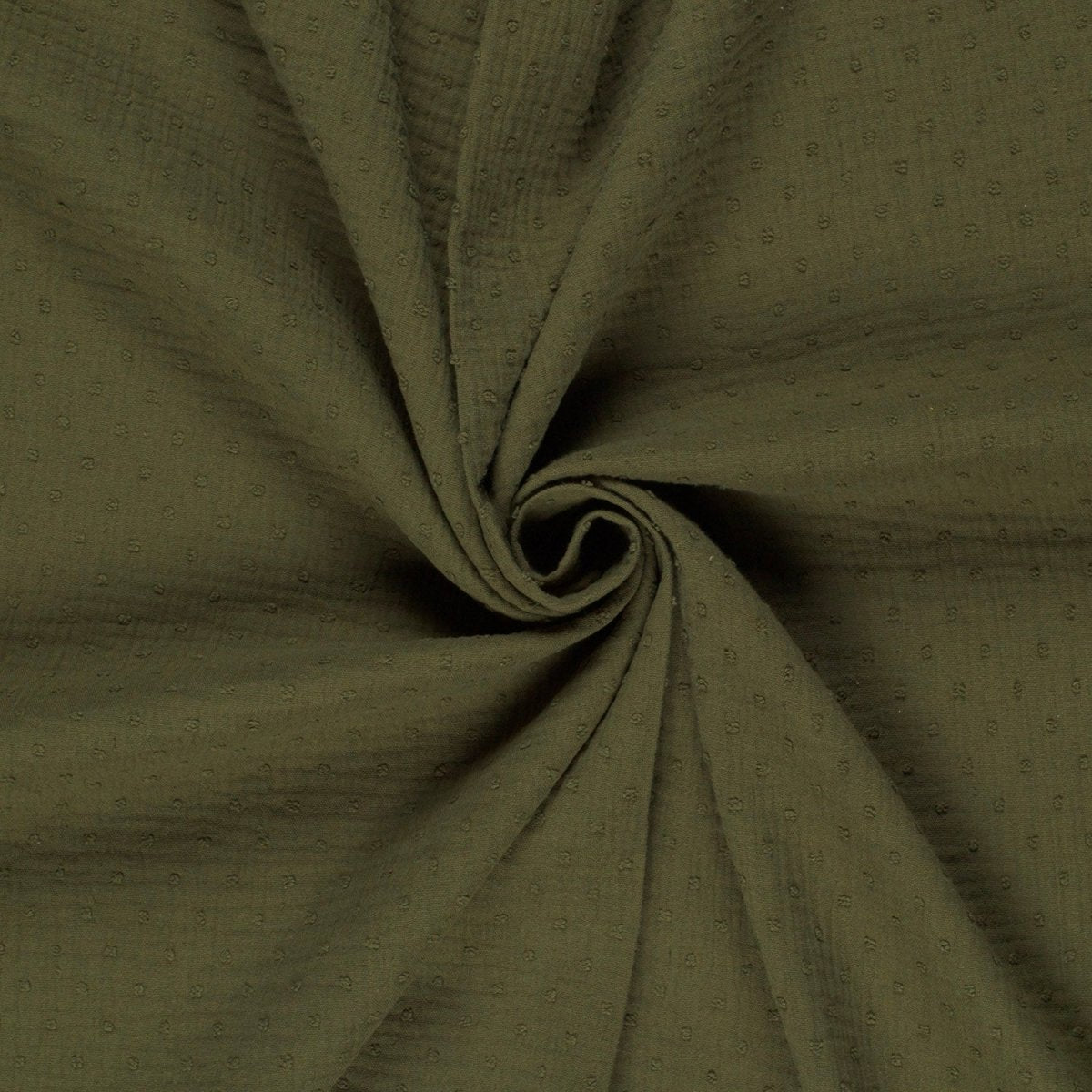 Double Gauze Dobby Dots Khaki Green - Lametru.ro