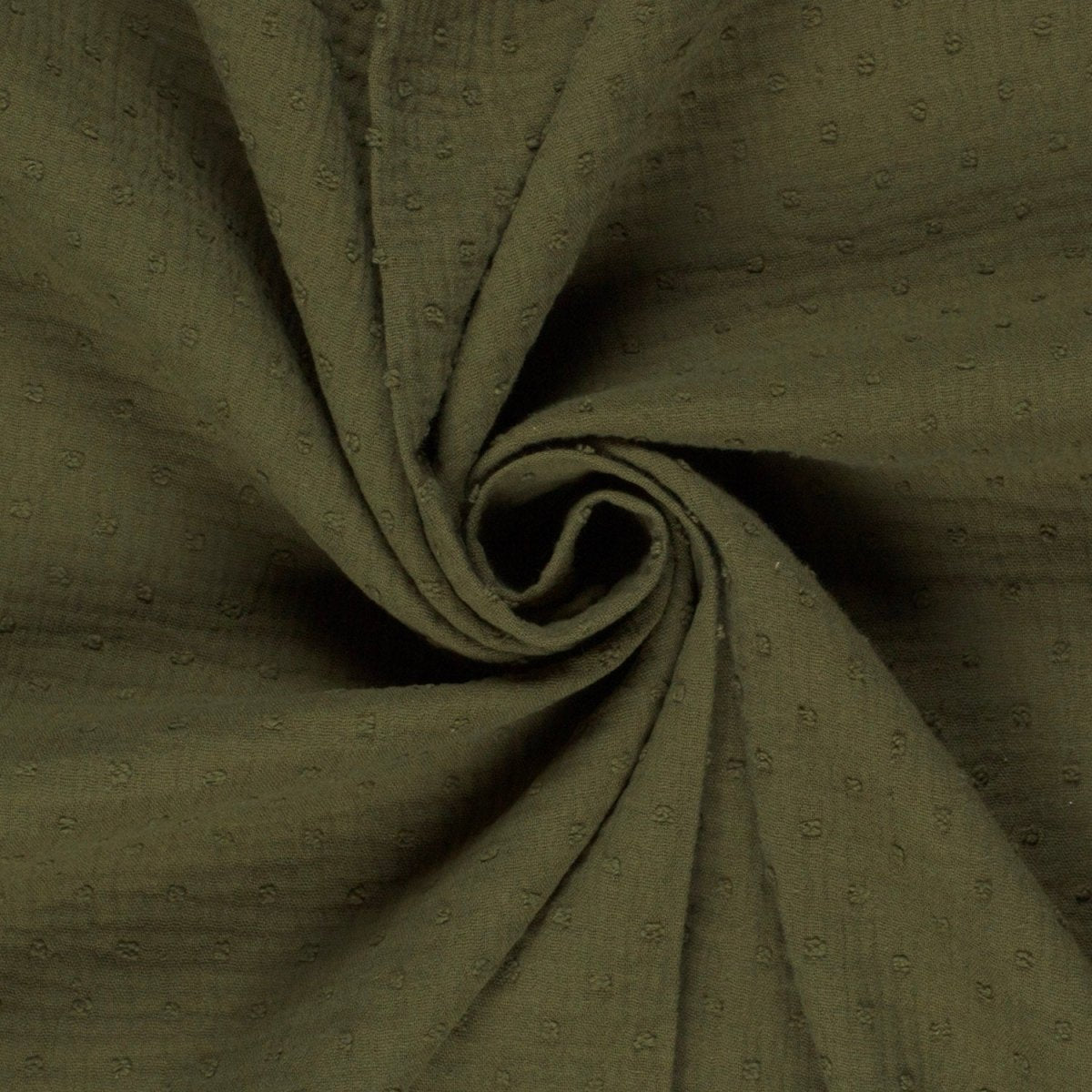 Double Gauze Dobby Dots Khaki Green - Lametru.ro