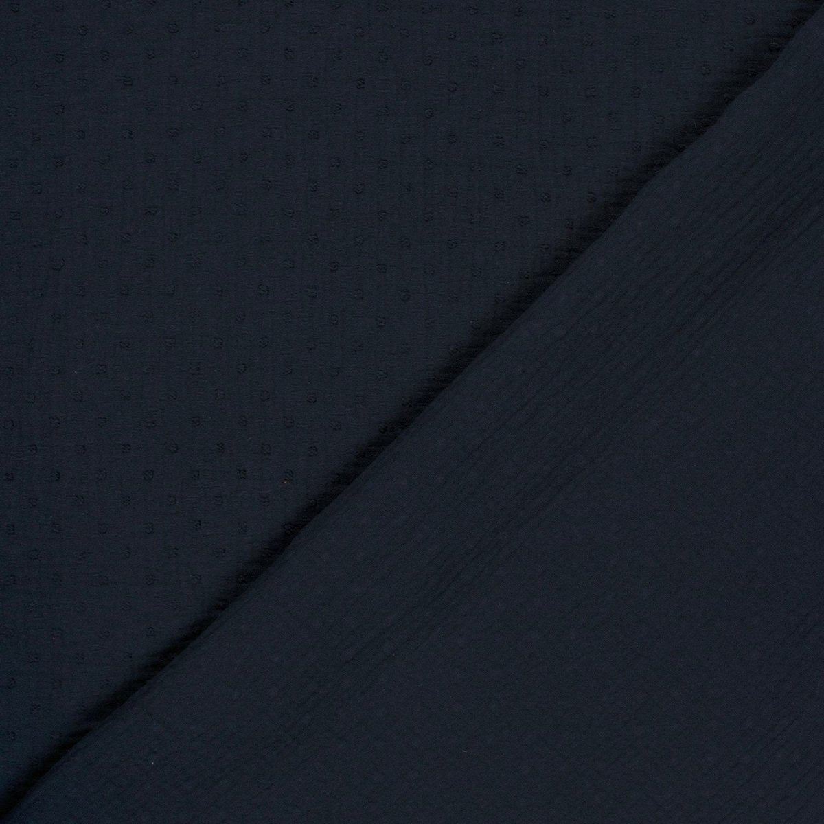 Double Gauze Dobby Dots Navy - Lametru.ro