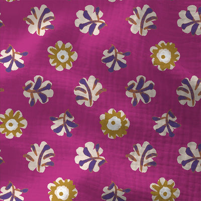 Double Gauze Printed Daia Violet / Mustard - Lametru.ro